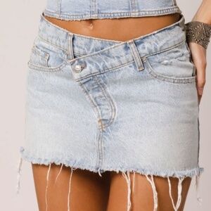Revice Denim Asymmetrical Mini Skirt